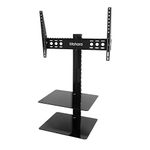 MAHARA TV Bracket With Shelves - All in one tilt & turn TV Mount with Black Glass AV shelving - For TVs from 37-80 inches - Max 45Kg - VESA Compatible