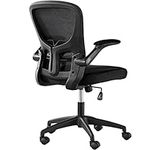 Yaheetech Ergonomic Office Chair, Mid Back Computer Chair, Comfortable Mesh Swivel Chair Task Chair with Flip-Up Armrests and Back Support for Home Study Conference Work Black