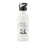 Giftme Ohana Means Family Stitch Birthday, Christmas, Secret Santa Stainless Steel 600ml Water Bottle with Straw. (White)