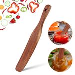 cobee Wood Skinny Spurtle, Teak Wooden Spurtle for Sourdough Starter, Spreading, Baking, Mixing Spoon Stirring Stick Reaching Bottom of Jar Scraper Kitchen Utensils for Cooking Bread Dough Whisk