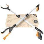 Ezpik 32" Reacher Grabber Pickup Tool for Seniors - Extended Long Hand Grabber Reacher Tool Pick Up Stick - Trash Picker Upper Grabber for Adults - Long Reach Claw Grabber - Yard Grabber, 2-Pack