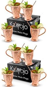 Kamojo Moscow Mule Copper Mugs Set of 8 - Pure Copper Straws/Stir Sticks (8)
