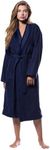 Terry Cloth Bathrobes for Women 100% Cotton Robes Soft Women Bathrobe Towel Spa Robe adult Hotel Robe Warm Bathrobe (Medium/Large, Navy Blue)