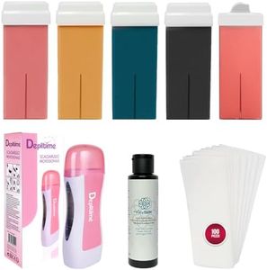 Anyskin Kit Scaldacera Rullo Professionale - Contiene 5 Ricarica Ceretta Rullo Liposolubile Black, Aloe, Rosa, Argan, Baffetti + Anyskin Olio Dopocera 100ml e Strisce Depilatorie Tnt 100pz