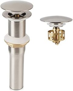 Brushed Nickel Pop Up Sink Drain Without Overflow, Bathroom Faucet Detachable Basket Vessel Sink Drain Stopper