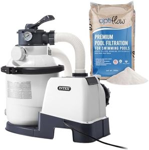 Intex 26643EG Krystal Clear 1500GPH Sand Filter Pump for Above Ground Pools Bundled with OptiFlow Premium Pure Silica Filter Sand, 50 lb Bag