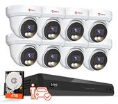 Anpviz 4K 16CH PoE Security Camera System, 8pcs Wired 8MP PoE IP Cameras Outdoor with Human Vehicle Detection, 100ft Smart Color Night Vision, 4K 16 Channel NVR with 4TB HDD for Businesses (U Series)