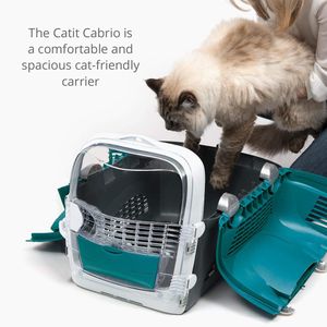 Catit Cabrio Cat Carrier – Turquoise, Secure Travel Crate
