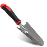 Outo Garden Trowel Narrow Hand Digging Transplanter Gardening Shovel Tool for Soil Tilling Home Use- (Metal Blade, Red Handle, 1Pc)