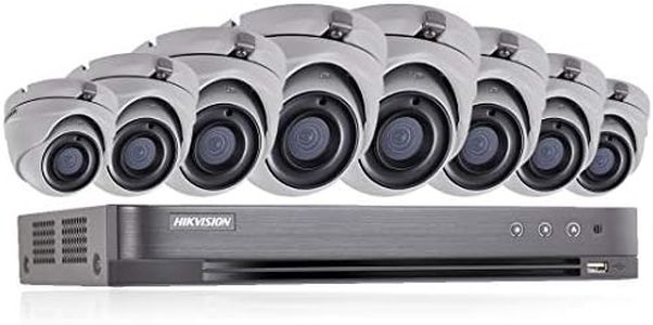 HIKVISION, sistema di sicurezza CCTV con videoregistratore, con 8 telecamere esterne da 5 MP, risoluzione 4K, a 8 canali, 2 TB, H.265+, 2,8 mm, con visione notturna, DS-7208HUHI-K1 DS-2CE56H1T-ITM