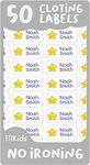 ETIKIDS - Personalized Name and Icon Stickers, No-Iron, Dishwasher Safe Labels for Clothes and Objects, School, Camp, Nursing Care, Size: 1,02x0,47 inch, Vinyl Material - White, Pack of 50