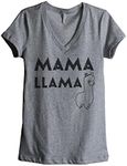 Thread Tank Mama Llama Women's Fashion Relaxed V-Neck T-Shirt Tee Heather Grey Large