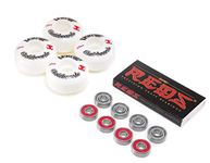 Venom Skateboards Logo White Skateboard Wheels - 52mm & Bones REDS Bearings Set