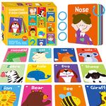 50 PCS Baby Cognitive Flashcards, Double Sided Printed 7 in 1 Colorful Cards Alphabet, Numbers, Foods, Animals, Shapes, Colors with 3 Reclosable Rings, Learning Tool for Pre-K Kindergarten Toddlers