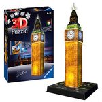 Ravensburger Big Ben 3D Jigsaw Puzzle for Adults and Kids Age 8 Years Up - Night Edition with LED Lighting - 216 Pieces - No Glue Required