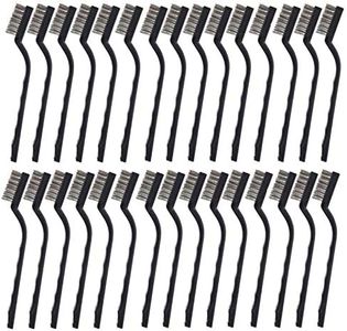 30PCS Mini Wire Brush Stainless Steel Brush,Curved Handle Masonry Brush Wire Bristle for Cleaning Welding Slag and Rust