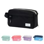 Large Capacity Pencil Case with 3 Compartments, Portable Big Pencil Pouch with Durable Zipper, Extra Big Pencil Bag for Easy Carrying (Black)