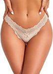 Avidlove Sexy Lace Waist Thong for Women Ribbed T Back Underwear V Shape Panties