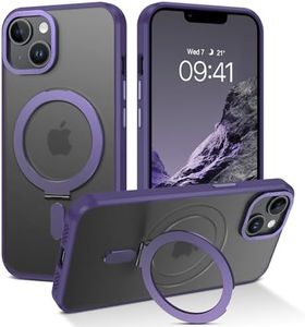 GUAGUA Magnetic Slim Case for iPhone 14/iPhone 13 Compatible with MagSafe, Magnetic Kickstand iPhone 14/iPhone 13 Case Transparent Matte Back Cover Phone Cases 6.1 Inch Purple