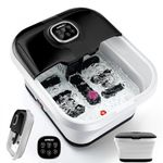 Angju Collapsible Foot Spa with Heat,Remote Temperature Control and Bubble,Foot Bath Tub with 6 Massage Rollers,Timer and Pumice Stone,Electric Pedicure Foot Spa Machine for Feet Stress Relief