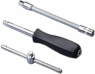 PANSHIYON 1/4" Drive Spinner Handle with 1/4" Drive Sliding T-Handle and Flexible Socket Extension Bar Set(3pcs)