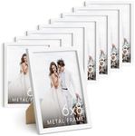 HAUS AND HUES 6x8 White Metal Picture Frames - Bulk Frames 6x8 - Features Premium Aluminum, Vertical Hanging, Easel Back for Tabletop, Home, Office (6x8 in, White, Set of 9)