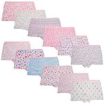 Bhyzdi Kids Soft Comfort Cotton Underwear Little Girls Assorted Boyshort Panties (Pack of 12)