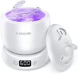 CANHOPE Ultrasonic Retainer Cleaner Machine, 42kHz Professional for Dentures, Aligners, Mouth Guards, Jewelry - IPX7 Waterproof Durable Removable Base and Top Cover, 3 Timer Settings, Quiet White