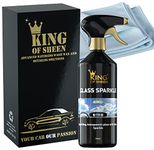 King of Sheen Glass Sparkle Car Glass Cleaner and Car Glass Polish with Professional Glass Microfibre Cloth, Sparkling Transparent Glass Effortlessly, 500ml