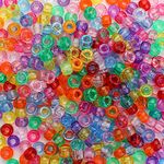 Molain 500 Glitter Pony Beads Mix, 6 x 9mm Multicolor Bracelet Beads, Beads for Hair Braids, Plastic Beads for Arts Crafts Hair braiding Jewelry Decorations (Transparent)