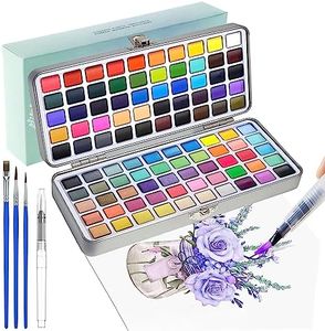 Watercolour Paint Set, 100 High Pigment Watercolour Paint Palettes with with metallic colors,fluorescen colors,macaron colors Brush Pen, for Artists, Amateur Hobbyists and Painting Lovers, Painting Art Supplies for Adults