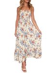 ZESICA Women's 2024 Summer Bohemian Floral Printed Strapless Beach Party Long Maxi Dress, Floral3, S