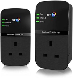 BT Broadband Extender Flex 500 Kit, Pass Through Powerline Adapters - Twin Pack