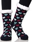 Okara Women's|Men's Winter Snowflake Fleece Lining Knit Thick Warm Christmas Slipper Socks Pack Of 1_Black,Blue