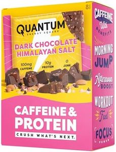 Quantum Energy Square - Energy Bar with Caffeine & 10g Protein, Healthy Snack On the Go - Vegan, Gluten-Free, Soy & Dairy-Free - Dark Chocolate 8 Pack