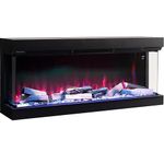 INMOZATA Electric Fire 50inch/125cm 3D Media Wall Fireplace, Multi Flame Colors&Bottom Lights&Top Lights Available, Sound Effects, APP Control, 7day Programmable