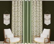 Radees Creations Polyresin Floral Curtain,Long Door - 9 Feet, Pack of 3, Grommets (9-feet, Green (2+1))