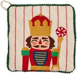 Mud Pie Embroidered Christmas Pot Holder, Nutcracker, 8" x 8"