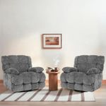 Ceruvia 2 Pack Chenille Power Recliner Chair with Swivel & Rocker, Gray