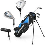 Costway Junior Complete Golf Club Set for Age 11 to 13, Includes 3# Fairway Wood, 7# & 9# Irons, Putter, Head Cover, Golf Stand Bag, Perfect for Children, Kids, Boys & Girls