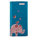 kukubird Elephant Womens Wallet PU Leather Bifold Card Holder with Zipper Coin Pocket Purse-Blue