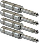 GLS Audio 1/4" Plugs for Speaker Cables, Patch Cables, Snakes - TS Male Mono 1/4 Inch Phono 6.3mm Phone Plug Bulk - 4 Pack