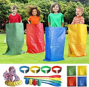 20PCS Outdoor Games Potato Sack Race Bag, 3-Legged Race Bands, with Egg and Spoon Race Lawn Games for Outside Backyard Field Day Birthday Party Games for Kids and Adults.