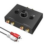 UNSTINCER Stereo RCA Audio Switcher 2(1)-in-1(2)-out, Volume Control One Key Mute Plug & Play, Bidirectional Speaker Switch Box Analogue Aux Splitter for Soundbar Headphones Turntable, Metal