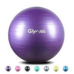 Glymnis Exercise Ball 55cm 65cm 75 cm Anti Burst Slip Resistant Balance and Yoga Ball Swiss Ball Birthing Ball with Quick Pump for Yoga Fitness and Core Exercise