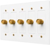 Residence Supply Brass 3-Way Rotary Dimmer Switch - 120V AC - Hand Crafted Solid Brass Wall Plate with Knurled Rotary Dimmer Knob - UL Listed Vintage Style Light Control for Historical Homes