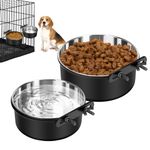 Dog Crate Water Bowl No Spill, 2 Pack Dog Crate Bowls Hanging, Kennel Water Food Bowls Mountable, Pet Cage Accessories Feeder Dish, Stainless Steel Coop Cup for Cat Puppy Bunny Guinea Pig Ferret Bird