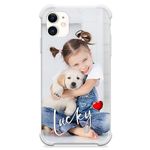 Personalised Phone Case for Apple iPhone, Custom Photo Silicone Cover, Personalize Image, Image Layout Custom Name Shockproof Bumper (1 Image with Text/Heart, for iPhone SE 2020 / SE 2022)