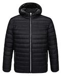 EKLENTSON Men's Outdoor Down Jackets Lightweight Warm Up Puffer Jacket Water-Repellent Winter Climbing Jackets Black,XL