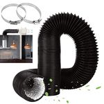 GOYADA 3 Inch 16 Ft Tumble Dryer Vent Hose, Black Extractor Fan Ducting with 2 Clamps, Radiator Foil Ventilation Tumble Dryer Pipe Hose for Extractor Fan, Dryer, Cooker Hood, Kitchen, Bathroom